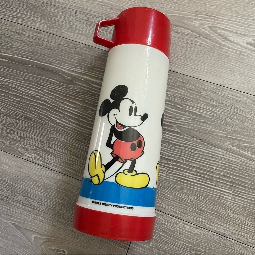 Vintage Disney Mickey Mouse Thermos By Aladdin Hot Drink Food Holder